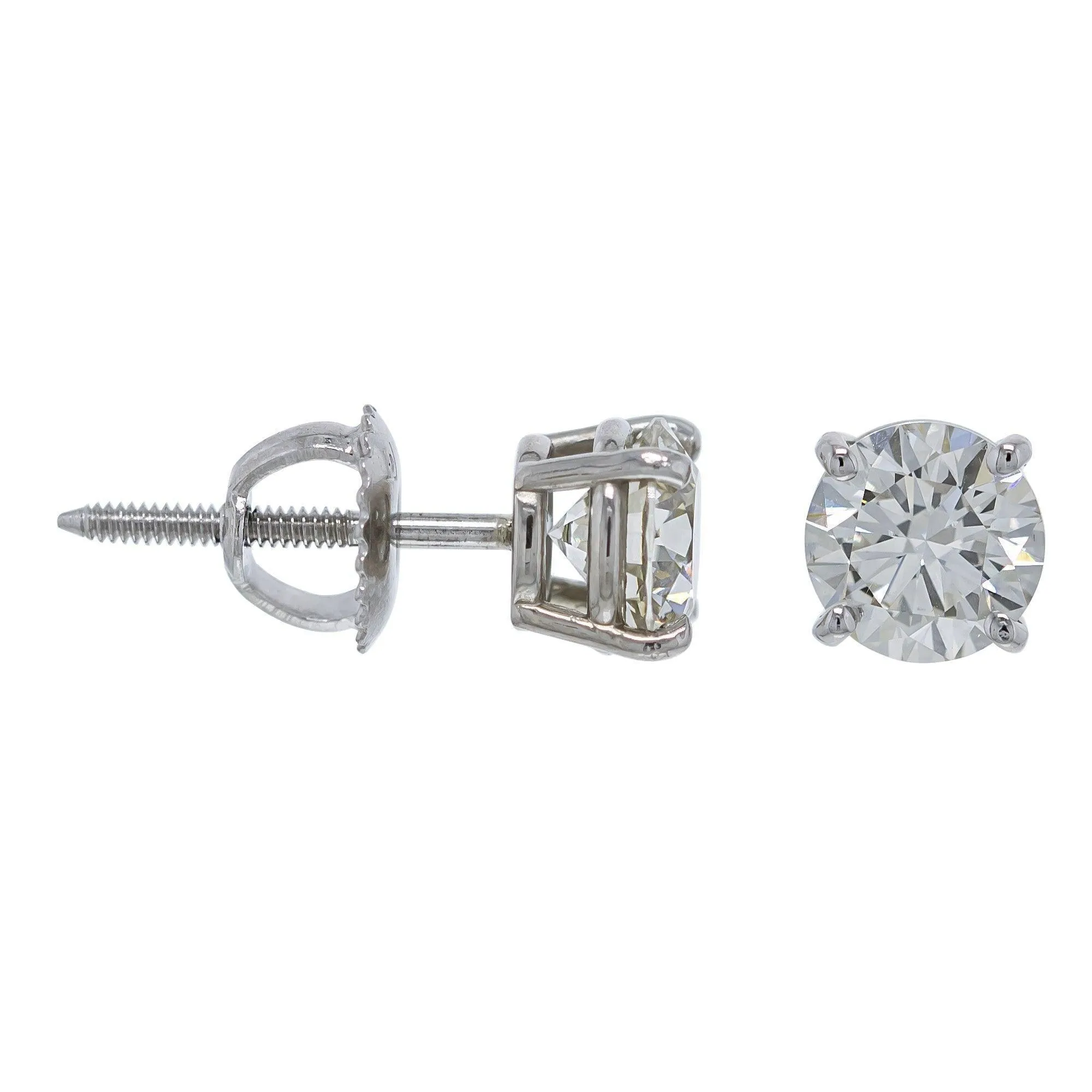 Classic Round Earrings 1 1/2 CTW. IGI Certified E-F VS