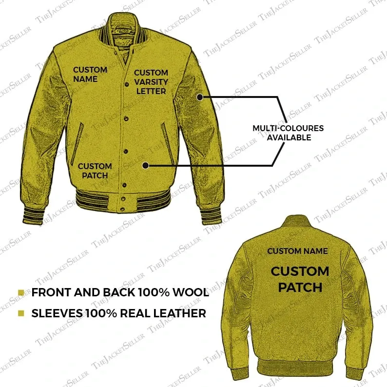 Custom Varsity Letterman Bomber Jacket | Wool and Real Leather Jacket