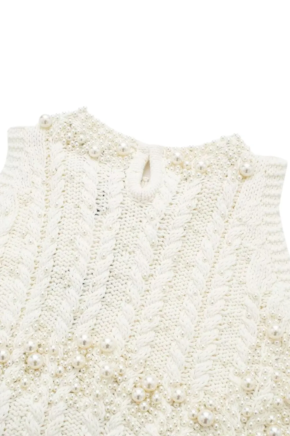 ‘Diana’ Beaded Pearl-Embellished Knitted Vest Top