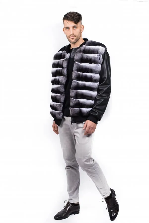Men's Chinchilla Fur Bomber Jacket