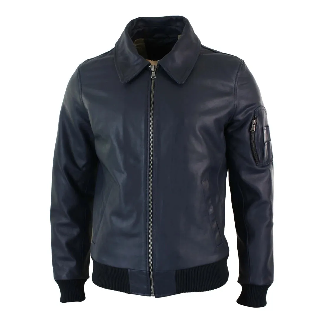 Men's Leather Harrington Bomber Classic Pilot Jacket