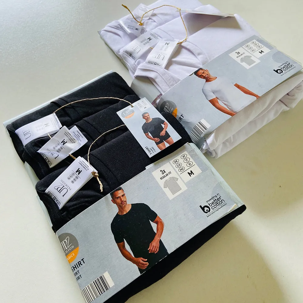 Pack of 3 Mens Basic Round Neck Cotton Undershirt