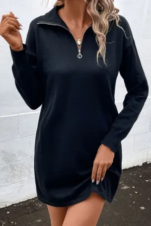 Wish More Quarter-Zip Sweater Dress